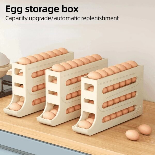 Large-Capacity Automatic Egg Rolling Storage Box – Fridge Organizer and Egg Dispenser for Home Kitchens